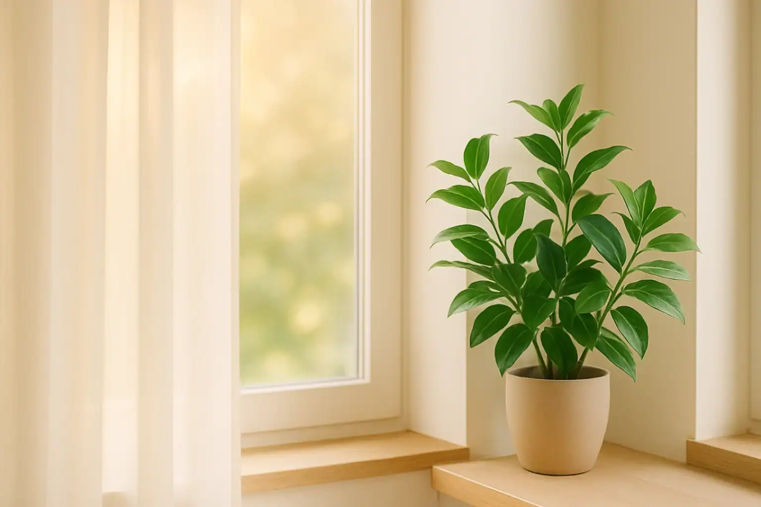 Green plant by the window in a clean and calming dentist office at Main Street Dental Center in Collegeville, PA