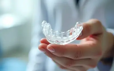 Clear dental aligner being held by a dentist, showcasing a modern orthodontic alternative to traditional braces in 2025.